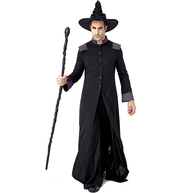 Halloween Wizard Cosplay Costumes Gothic Magic Long Robe for Party
